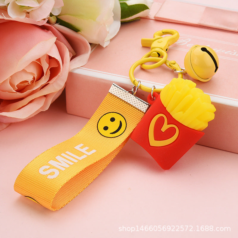 Wholesale Creative Food Simulation Fries Popcorn Keychain Small Pendant Soft Glue